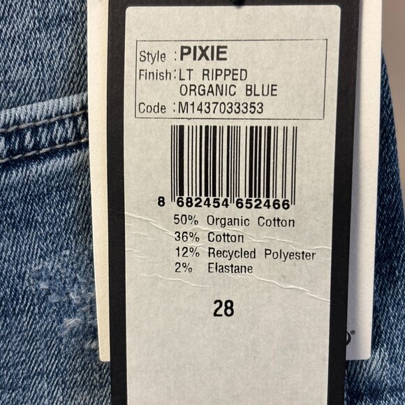 Mavi Pixie Mid-Rise Light Ripped Organic Blue Shorts - Size 28 - Picture 3 of 3